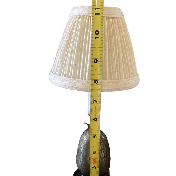 Andrea by Sadek Brass Mini Wood Base Pineapple Lamp with Shade 11.5 in - Picture 9 of 13